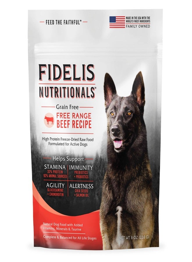 FIDELIS Freeze Dried Raw Dry Dog Food for Small, Medium, Large Dogs, High Protein, Beef, Blueberries, Superfoods, Omega 3, Grain Free, Kibble-Alternative, Adult & Puppy, Made in USA, Beef, 8 oz - Image 1